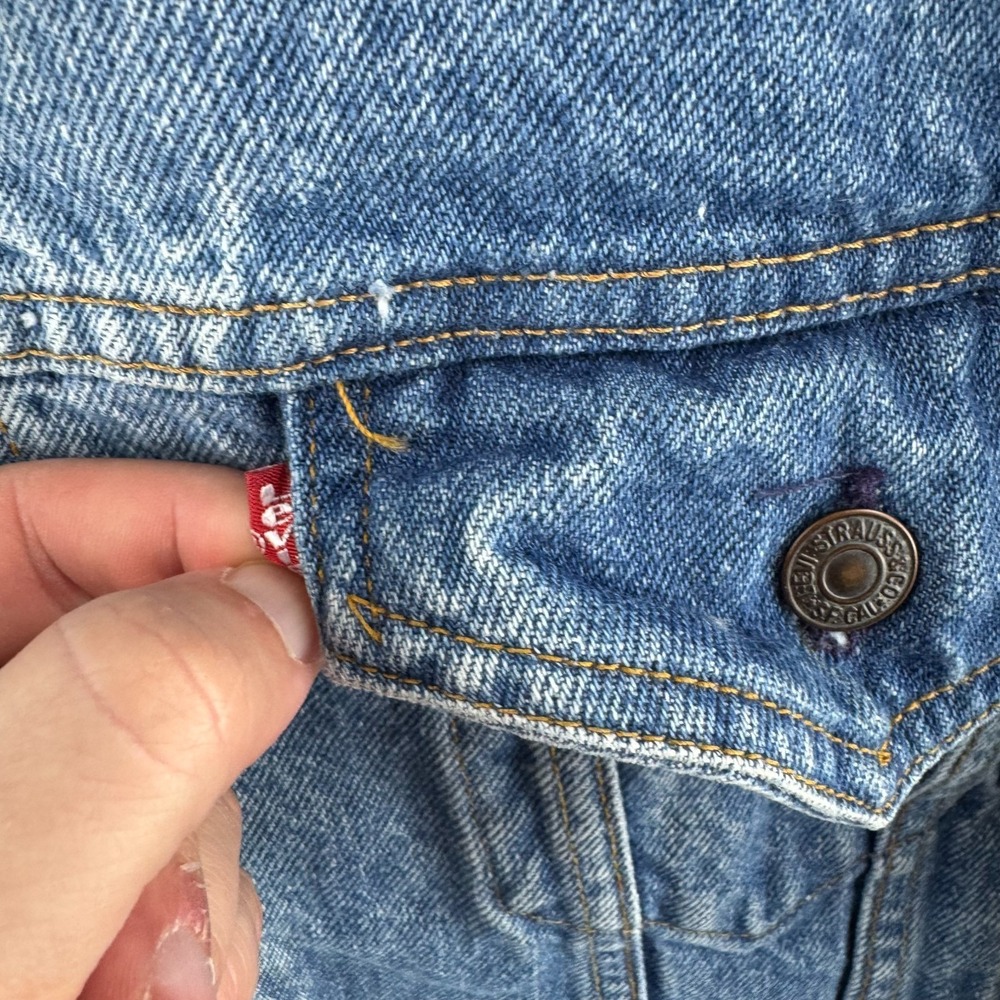 Vintage Levis Jacket Mens Large Blue Denim Trucker Late 80s Jean Made in USA - Picture 4 of 16